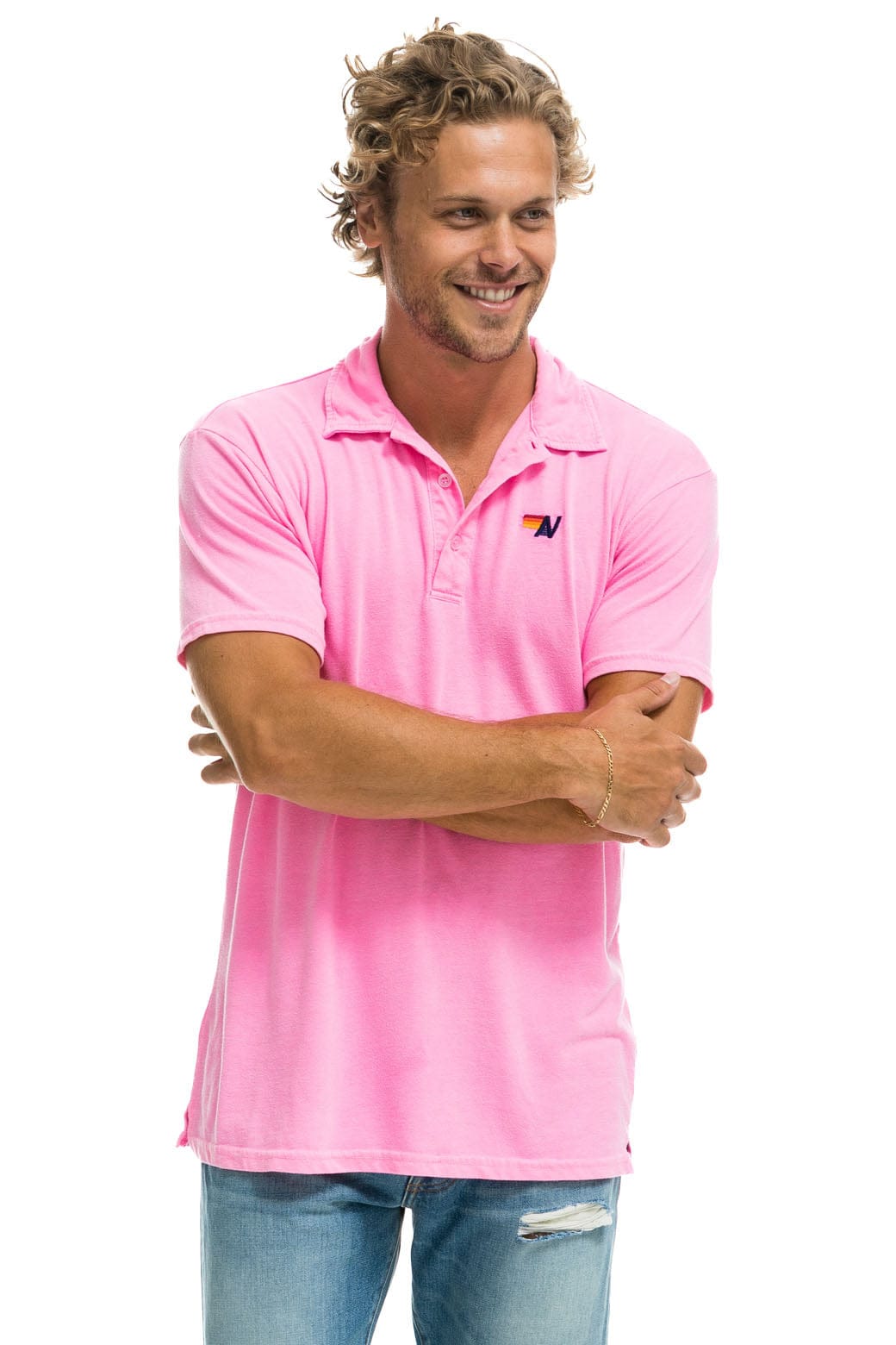 Retro AVIATOR NATION POLO - NEON PINK
