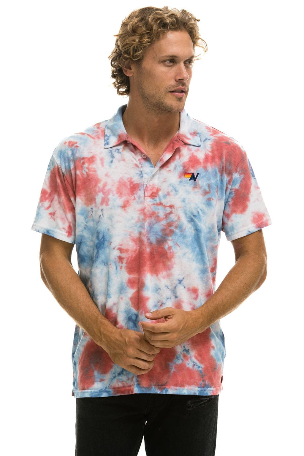 Retro AVIATOR NATION POLO - TIE DYE RED