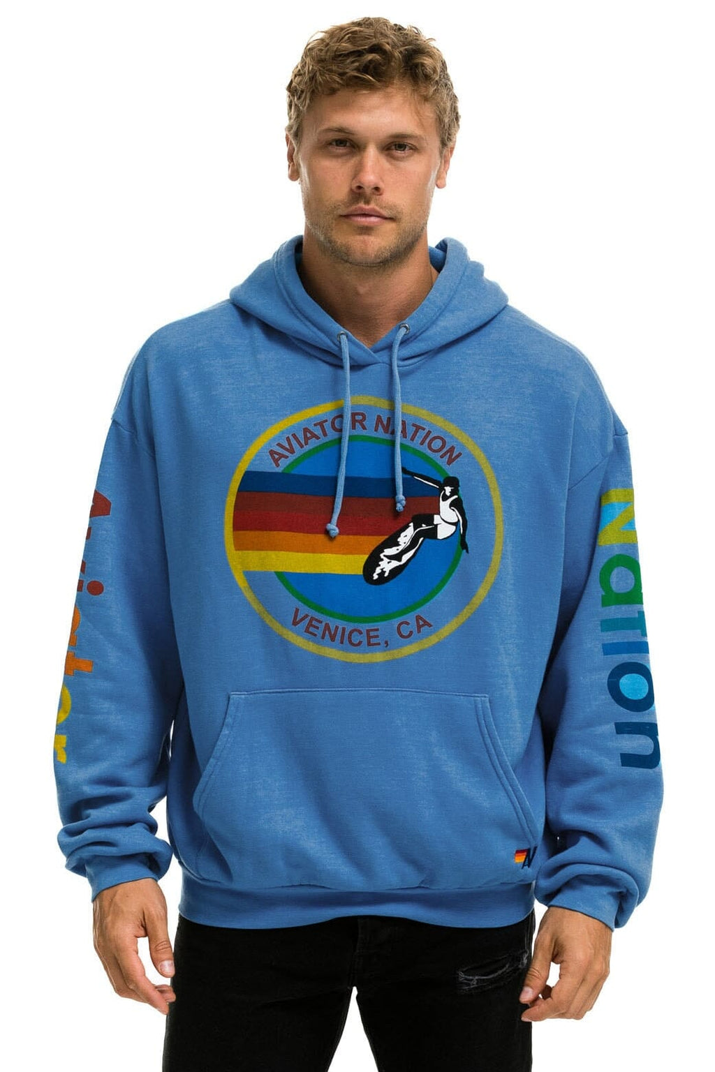 Retro AVIATOR NATION RELAXED VENICE PULLOVER HOODIE - COBALT