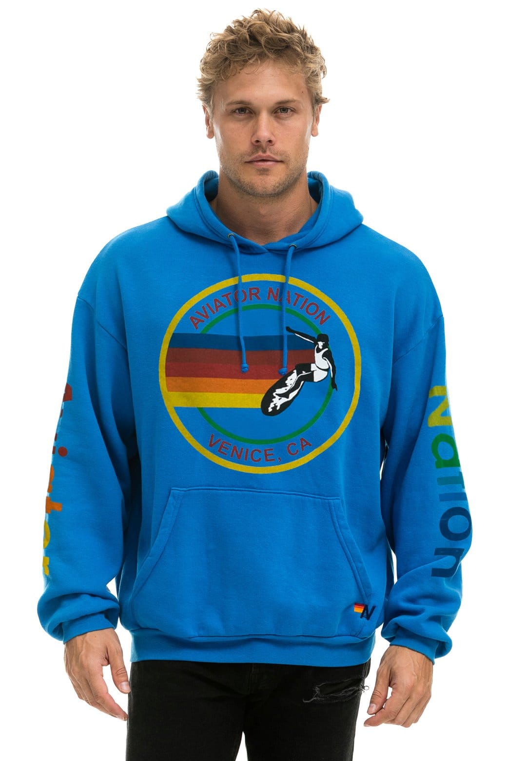 Retro AVIATOR NATION RELAXED VENICE PULLOVER HOODIE - OCEAN
