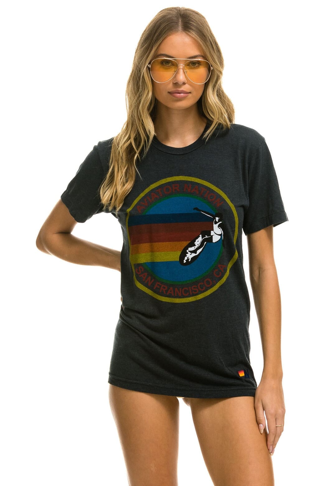 Retro AVIATOR NATION SAN FRANCISCO TEE - CHARCOAL