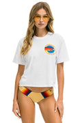 Retro AVIATOR NATION SMALL LOGO BOYFRIEND TEE - WHITE