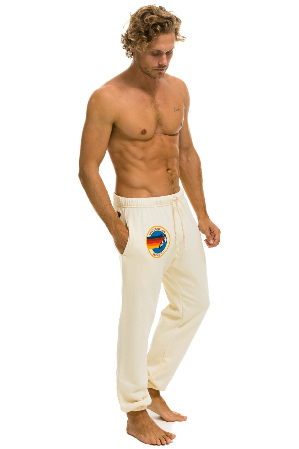Retro AVIATOR NATION VENICE SWEATPANTS - VINTAGE WHITE