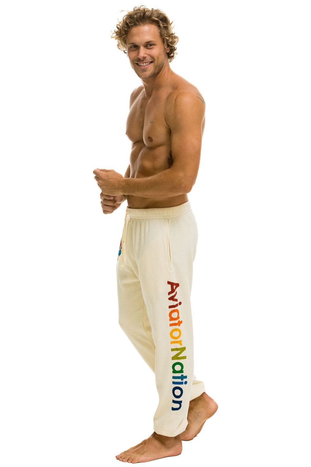 Retro AVIATOR NATION VENICE SWEATPANTS - VINTAGE WHITE