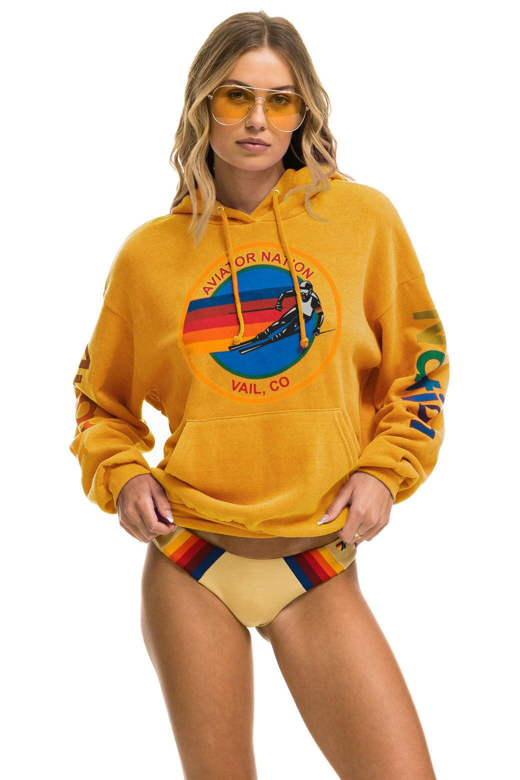 Retro AVIATOR NATION VAIL RELAXED PULLOVER HOODIE - GOLD