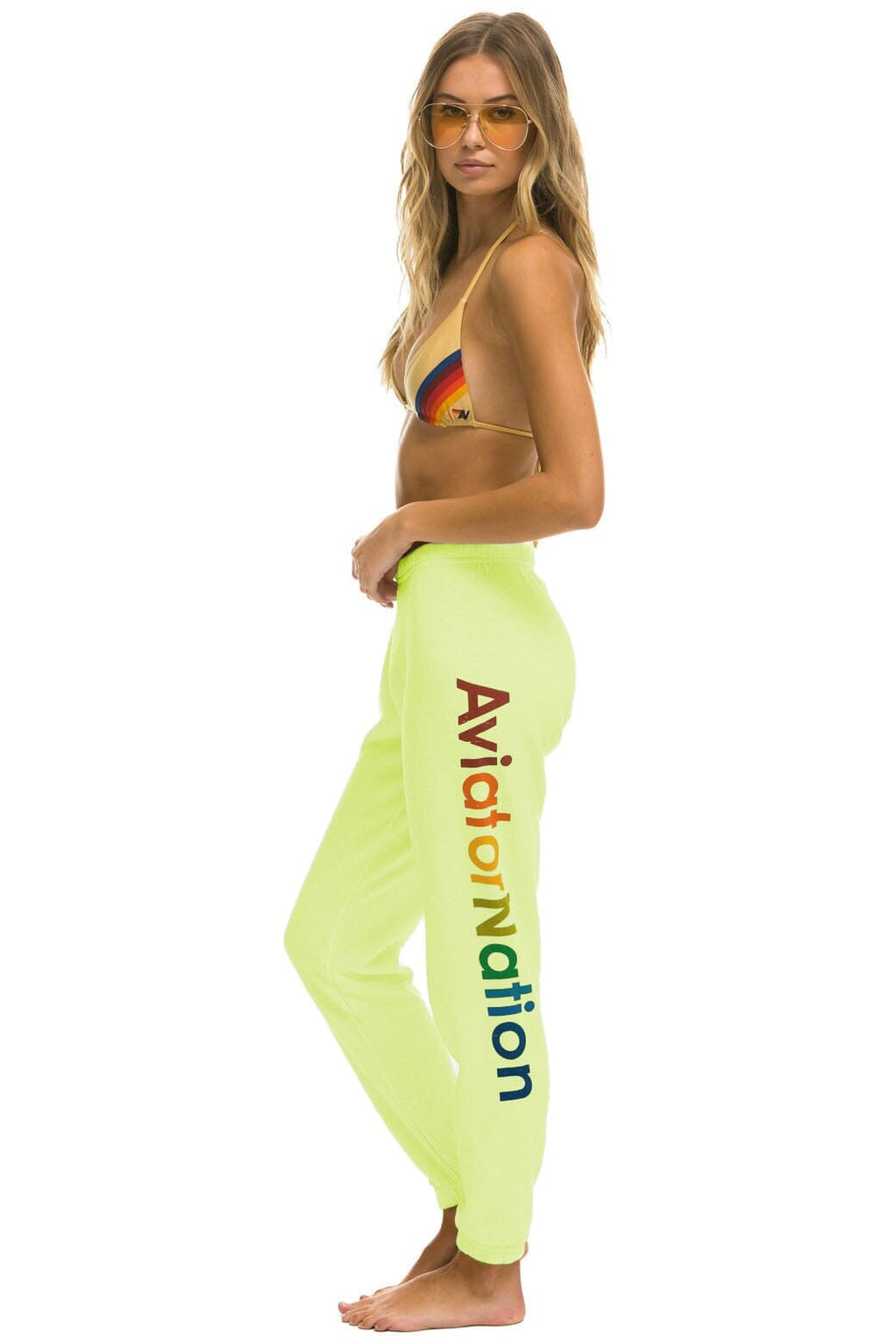 Retro AVIATOR NATION VAIL SWEATPANTS - NEON YELLOW