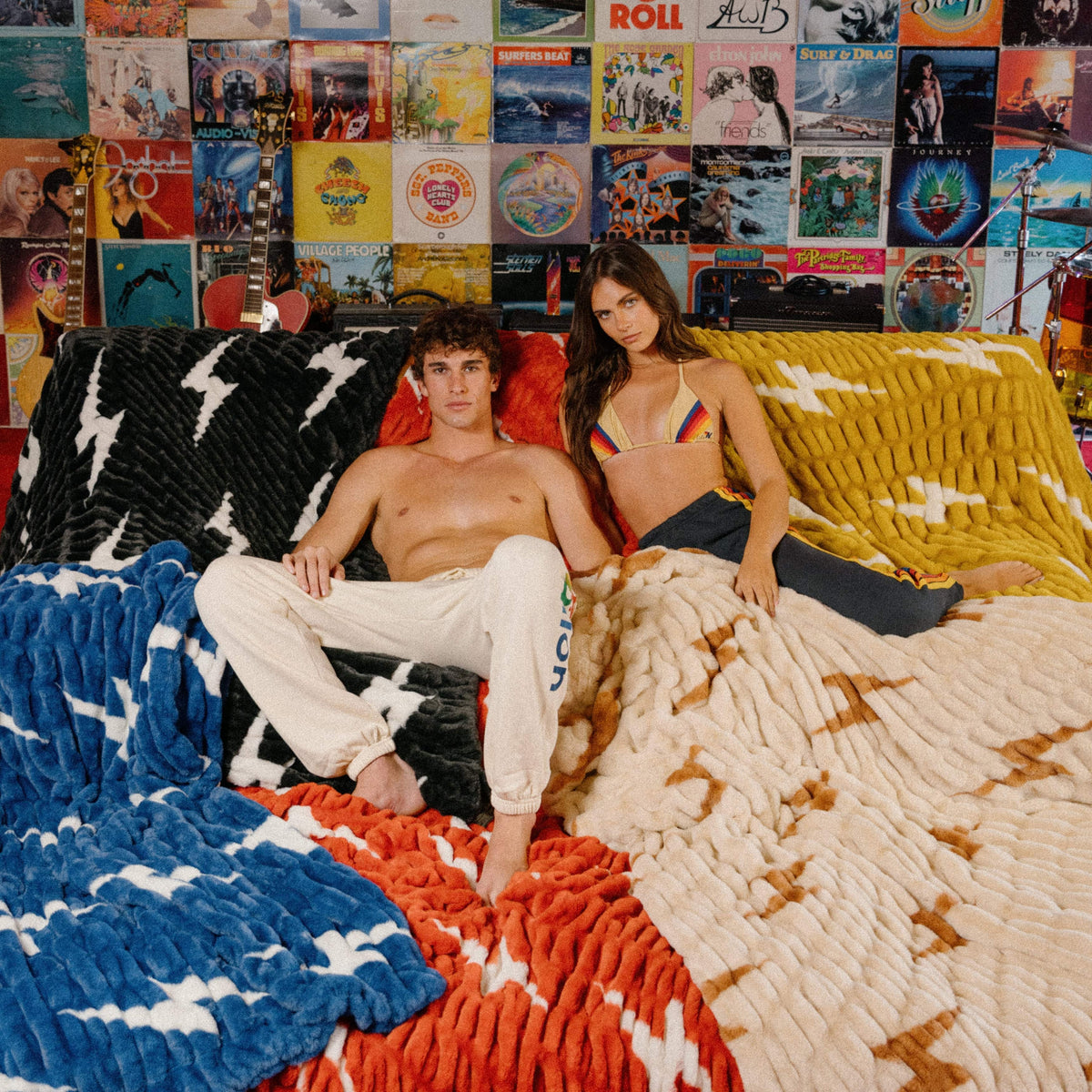 Retro Aviator Nation x Lola Blanket - Blue White Bolt
