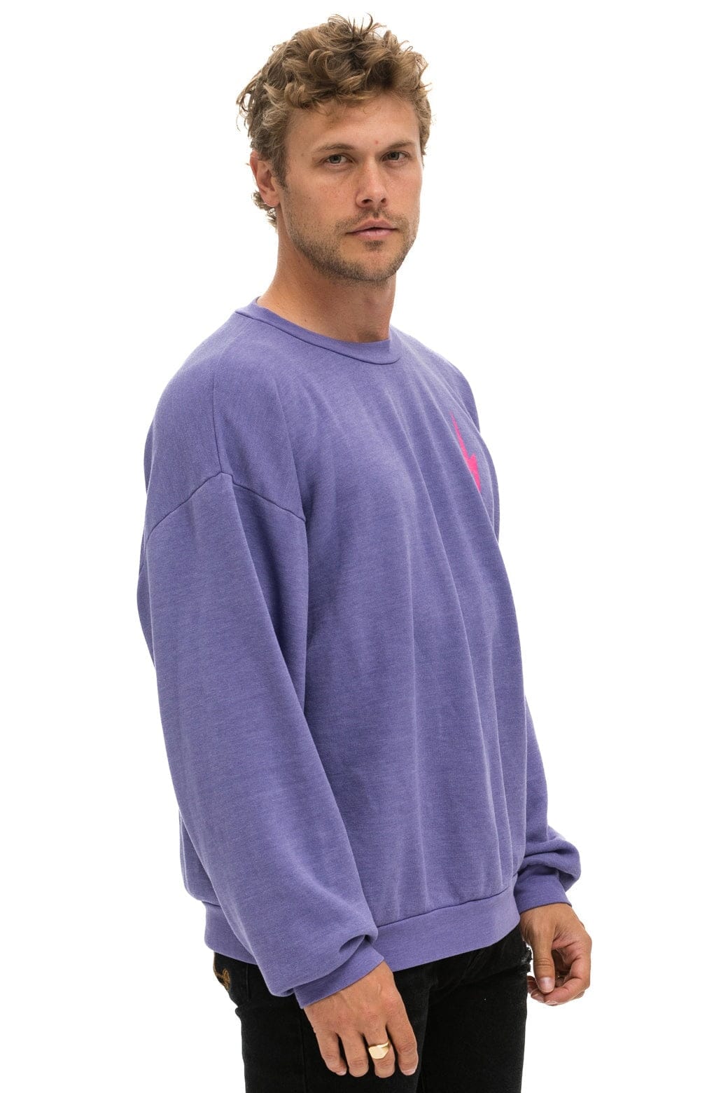 Retro BOLT 2 RELAXED CREW SWEATSHIRT - LAVENDER NEON PINK