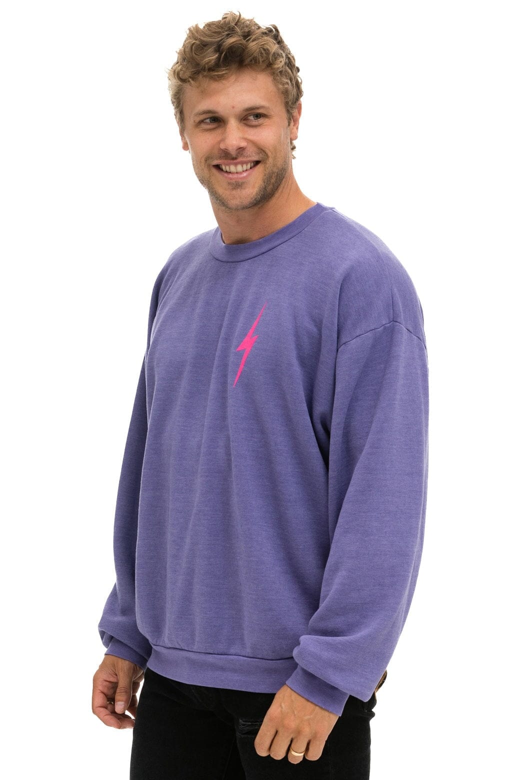 Retro BOLT 2 RELAXED CREW SWEATSHIRT - LAVENDER NEON PINK