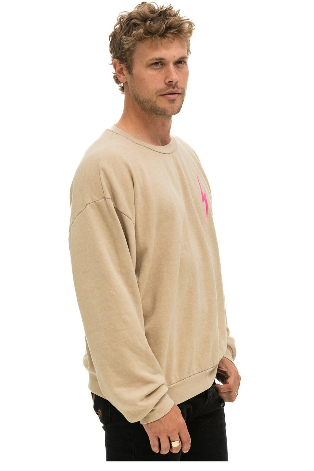 Retro BOLT 2 RELAXED CREW SWEATSHIRT - SAND NEON PINK