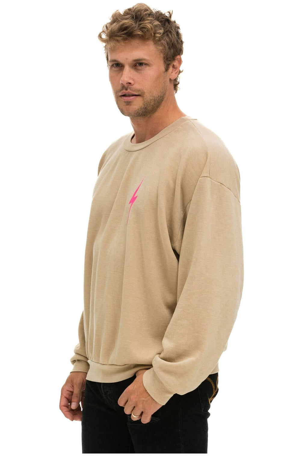 Retro BOLT 2 RELAXED CREW SWEATSHIRT - SAND NEON PINK