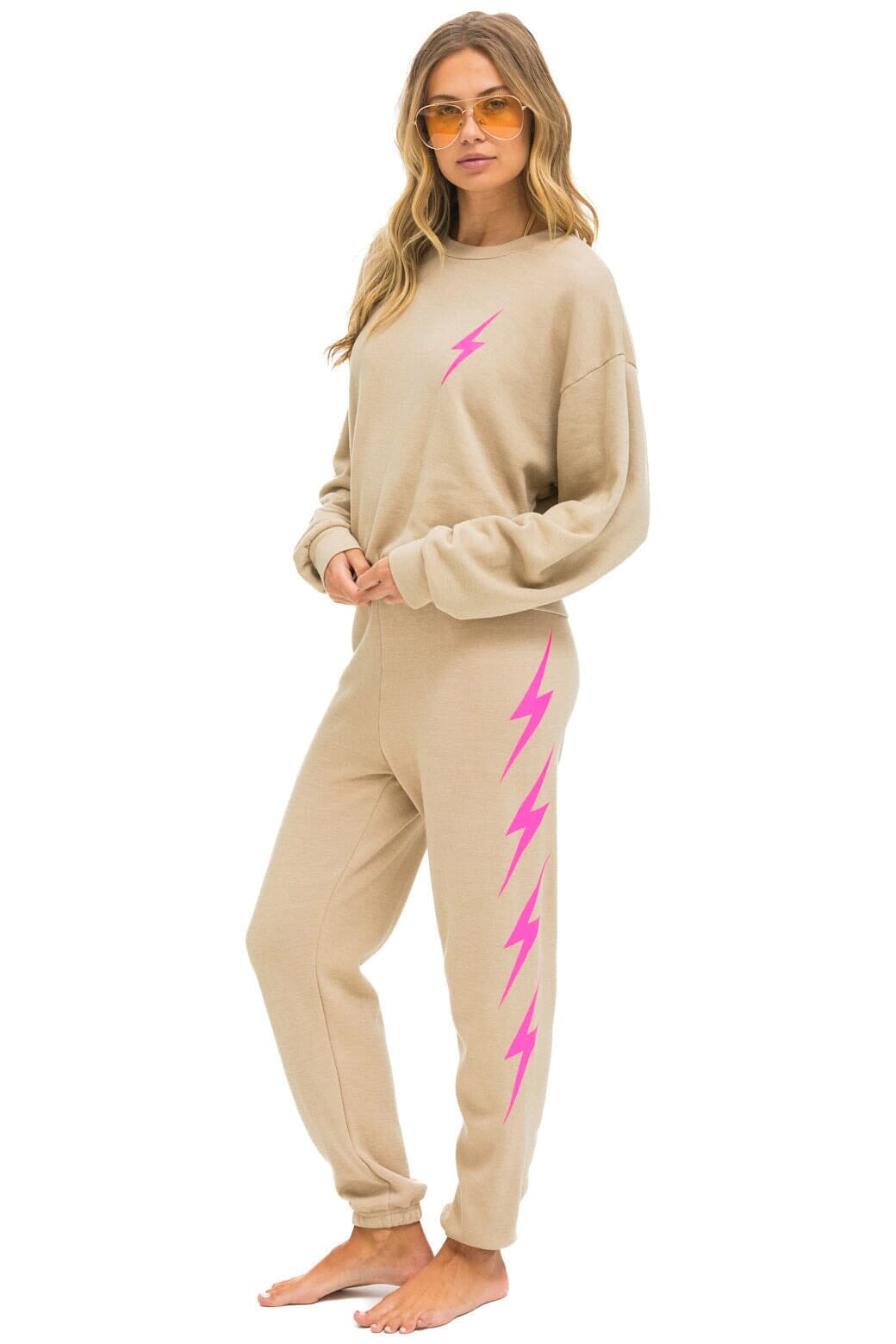 Retro BOLT 4 SWEATPANTS - SAND NEON PINK