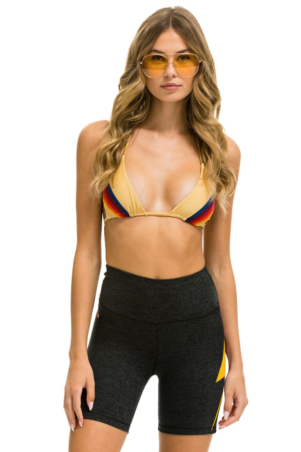 Retro BOLT 6 INCH HI-RISE BIKER SHORT - CHARCOAL GOLD