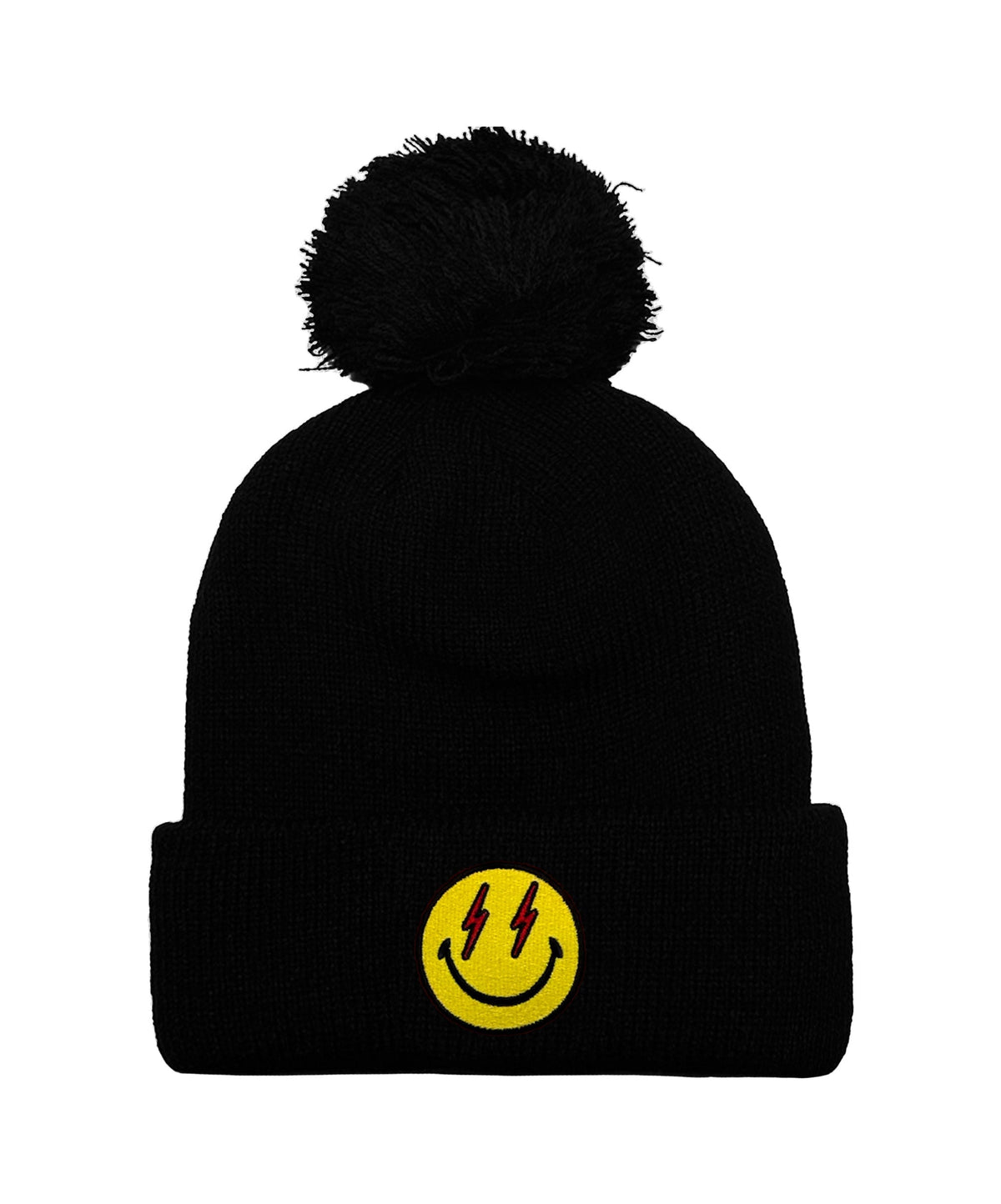 Retro BOLT SMILEY POM POM RIB BEANIE