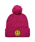 Retro BOLT SMILEY POM POM RIB BEANIE