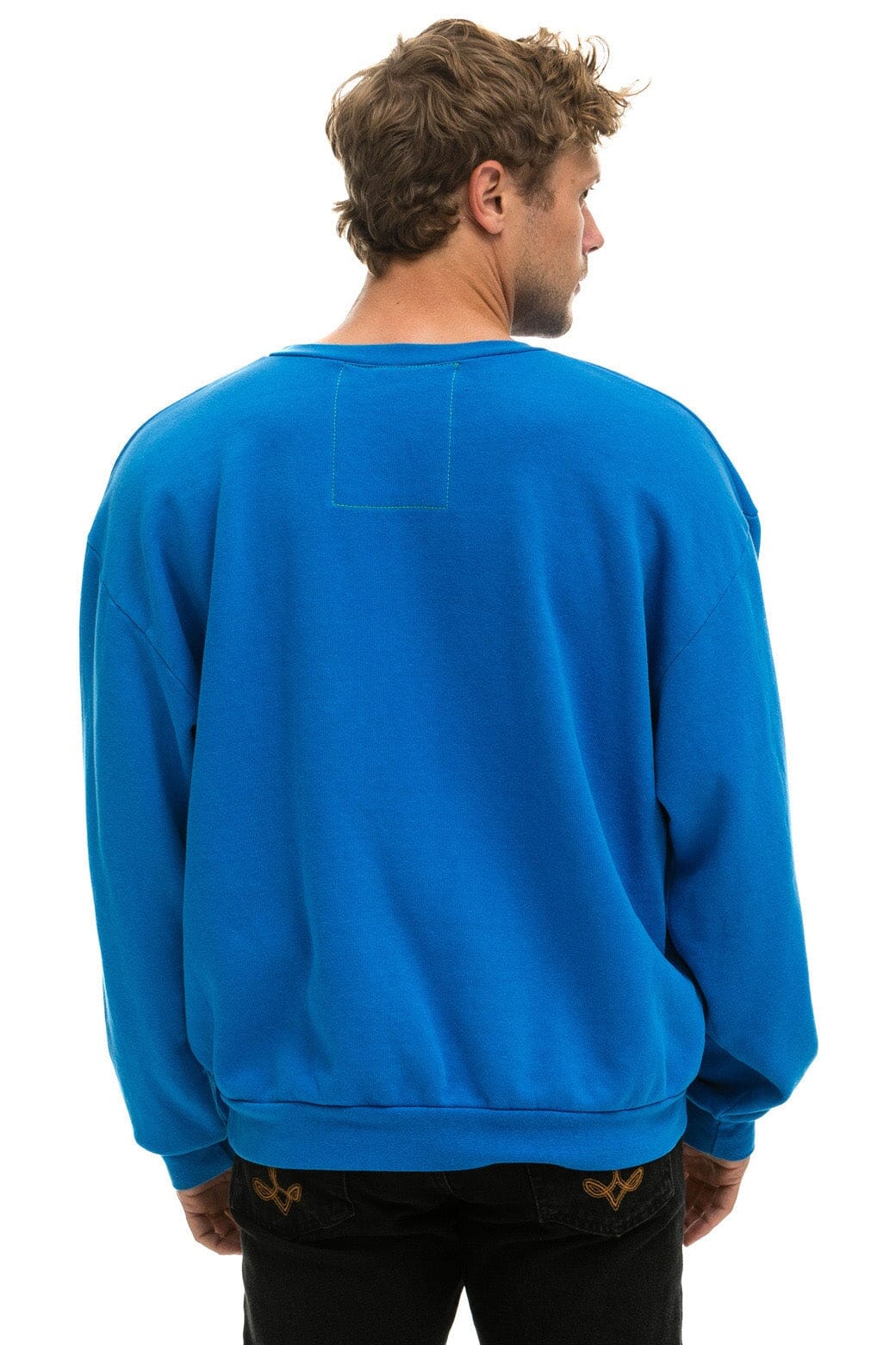 Retro BOLT STITCH RELAXED CREW SWEATSHIRT - OCEAN NEON YELLOW