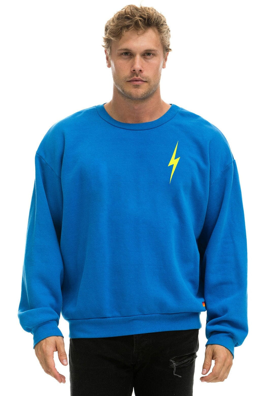Retro BOLT STITCH RELAXED CREW SWEATSHIRT - OCEAN NEON YELLOW