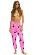 Retro BOLT STITCH REPEAT SWEATPANTS - NEON PINK BLACK