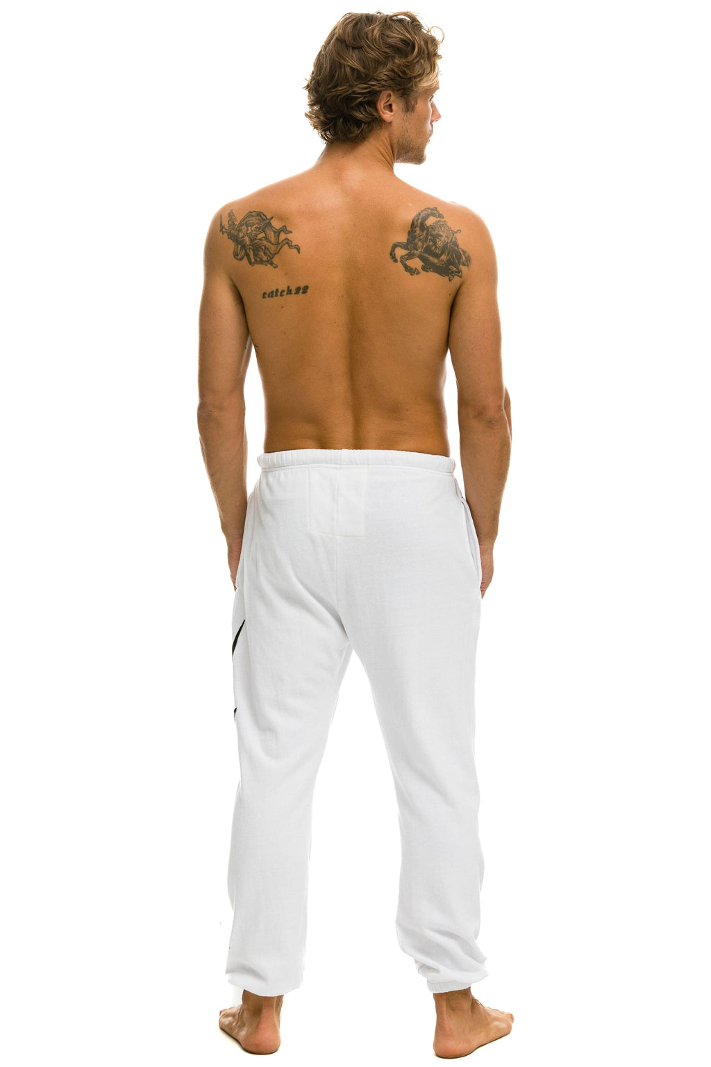 Retro BOLT STITCH SWEATPANTS - WHITE BLACK
