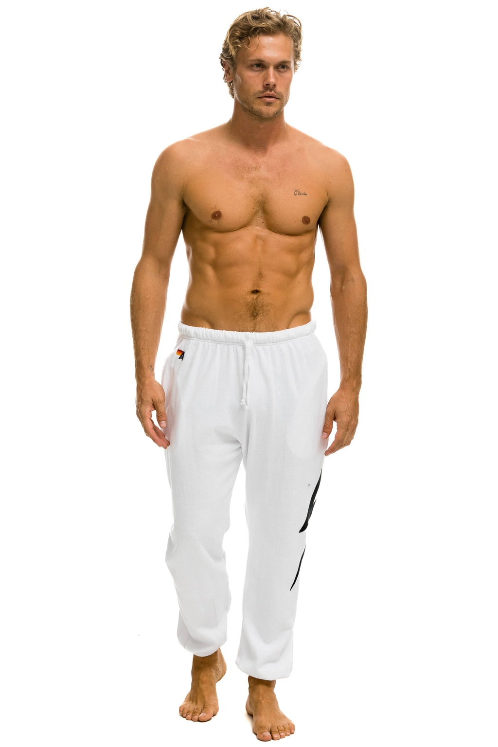 Retro BOLT STITCH SWEATPANTS - WHITE BLACK