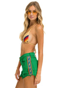 Retro BOLT STRIPE BOYFRIEND CUTOFF JEAN SHORTS - KELLY GREEN