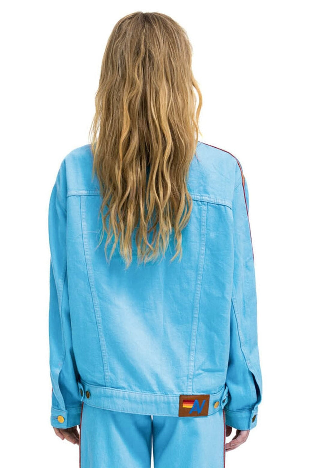 Retro BOLT STRIPE OVERSIZED CONCERT DENIM JACKET - SKY
