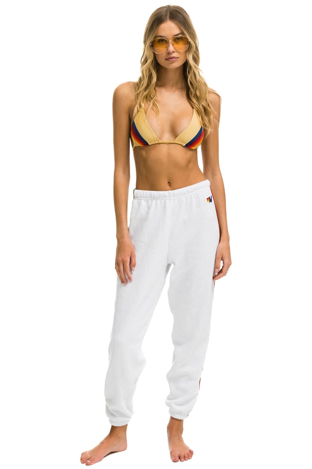Retro BOLT STRIPE SWEATPANTS - WHITE