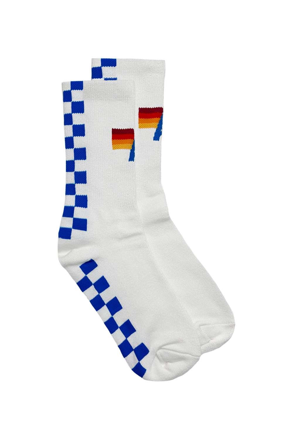 Retro CHECKERED SOCK - WHITE OCEAN
