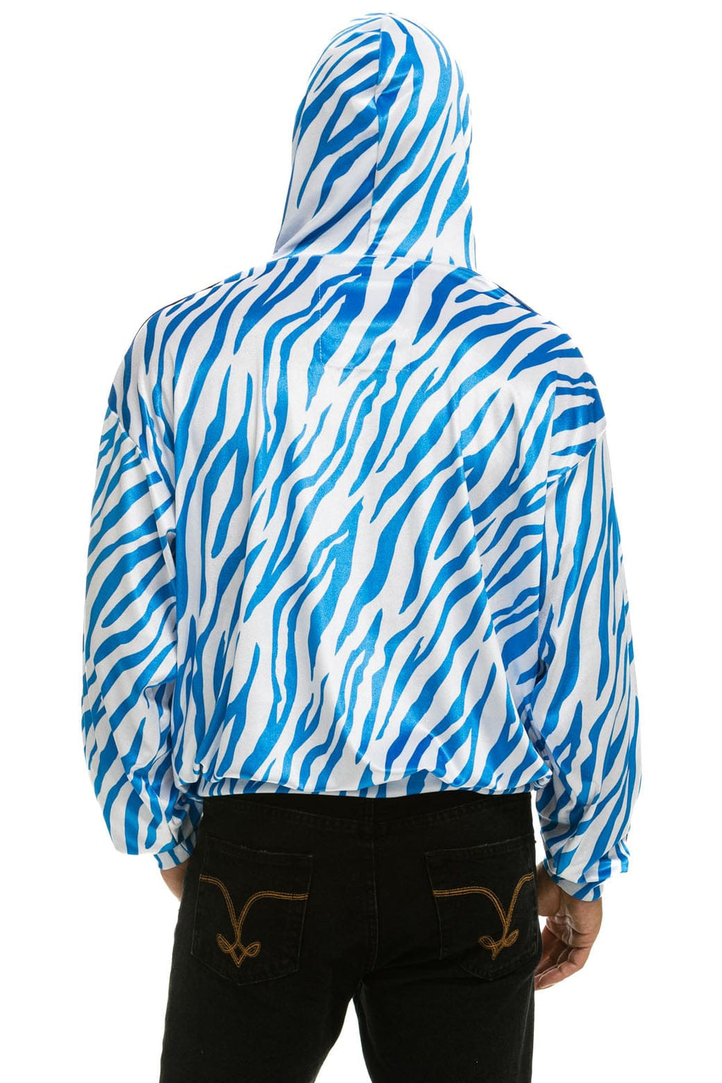 Retro CLASSIC VELVET RELAXED PULLOVER HOODIE - BLUE TIGER