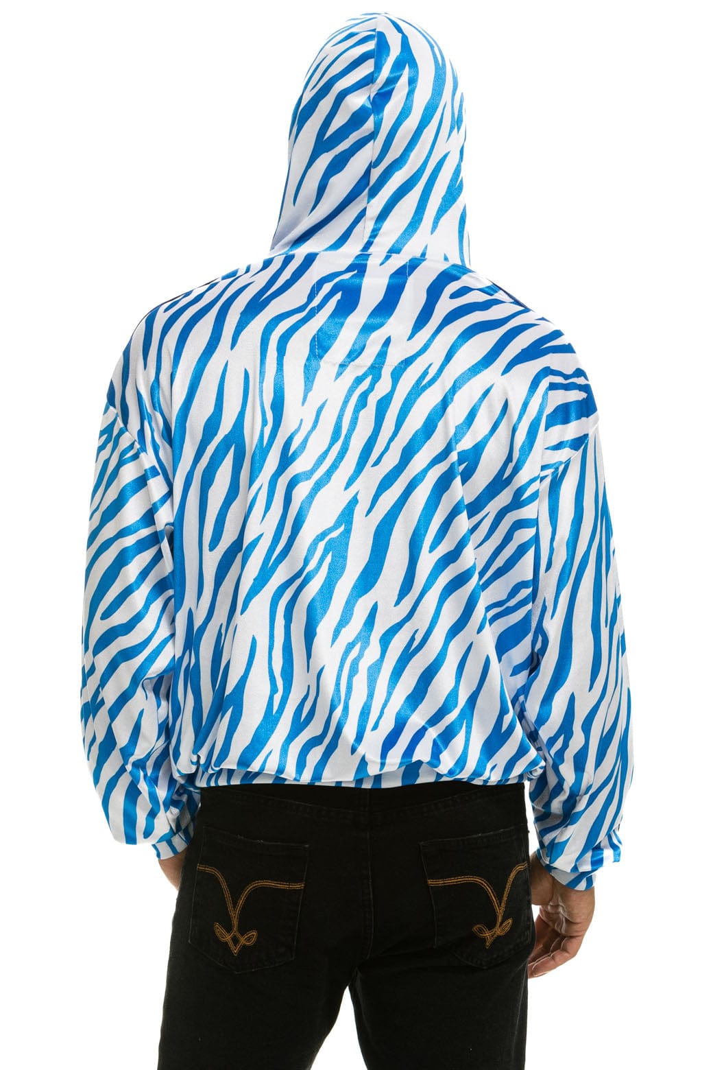 Retro CLASSIC VELVET RELAXED PULLOVER HOODIE - BLUE TIGER