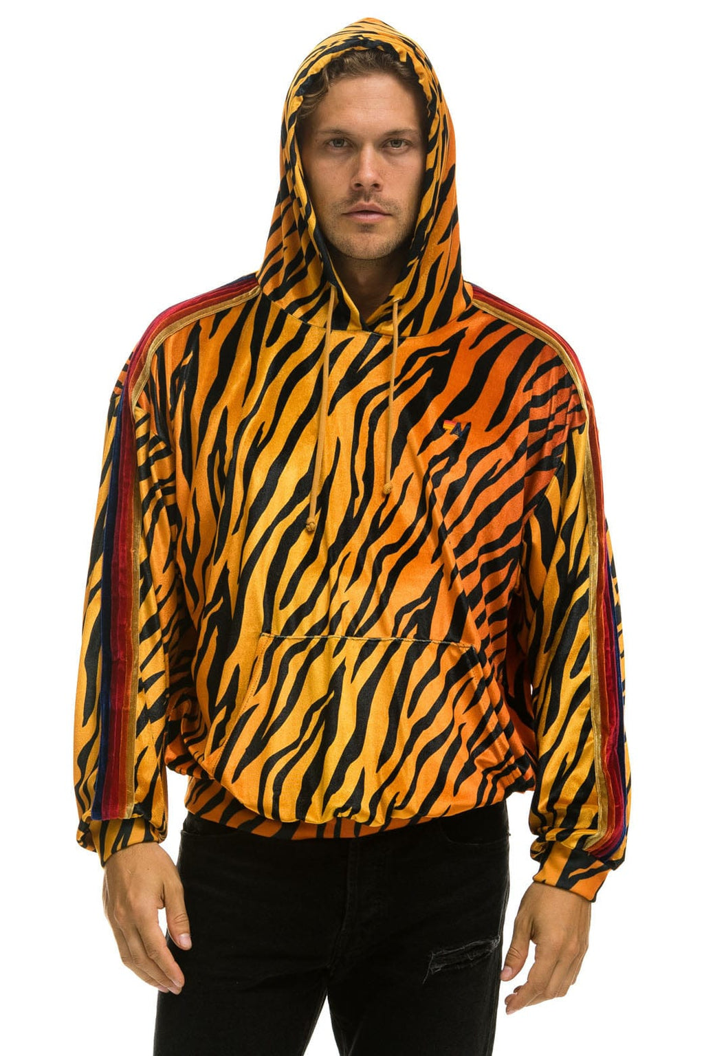Retro CLASSIC VELVET RELAXED PULLOVER HOODIE - TIGER