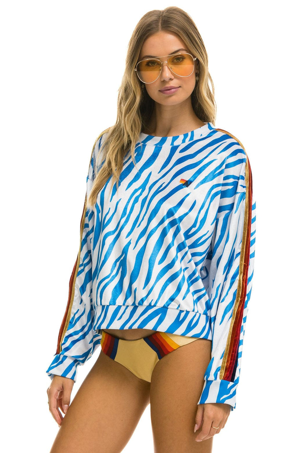 Retro CLASSIC VELVET RELAXED SWEATSHIRT - BLUE TIGER