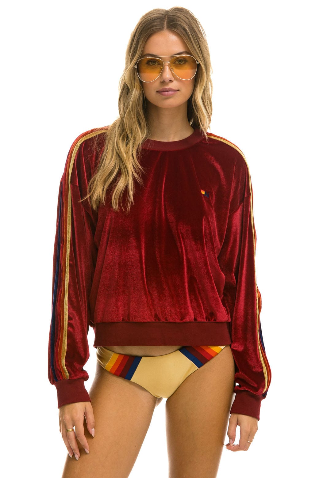 Retro CLASSIC VELVET RELAXED SWEATSHIRT - RED