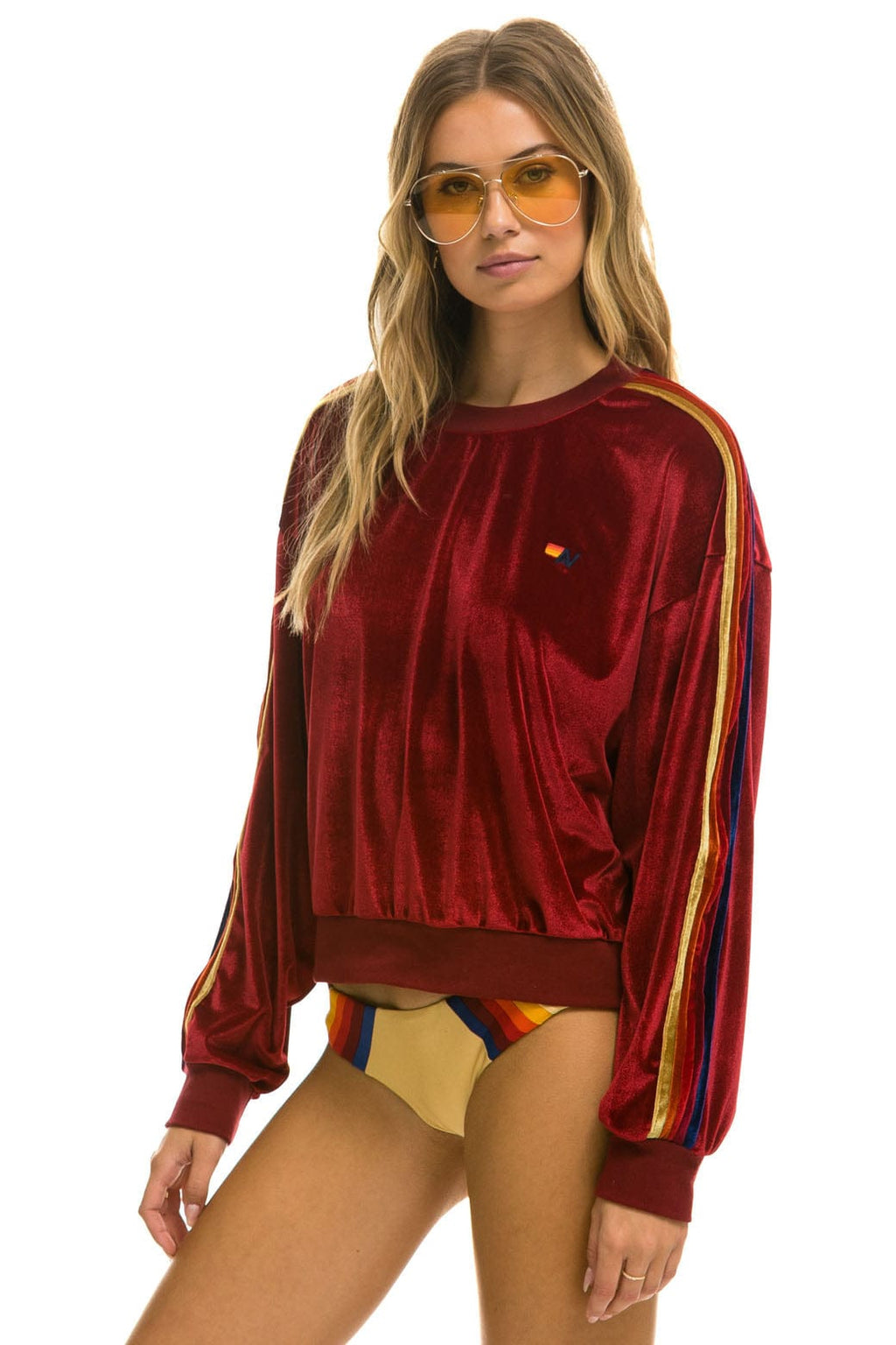 Retro CLASSIC VELVET RELAXED SWEATSHIRT - RED
