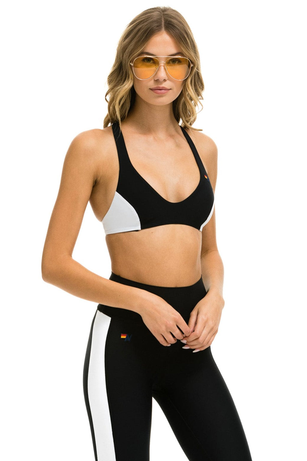 Retro COLOR BLOCK BRALETTE SPORTS BRA - BLACK
