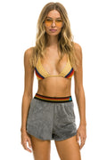 Retro LOGO STRIPE WOMENS LOUNGER SHORTS - HEATHER GREY