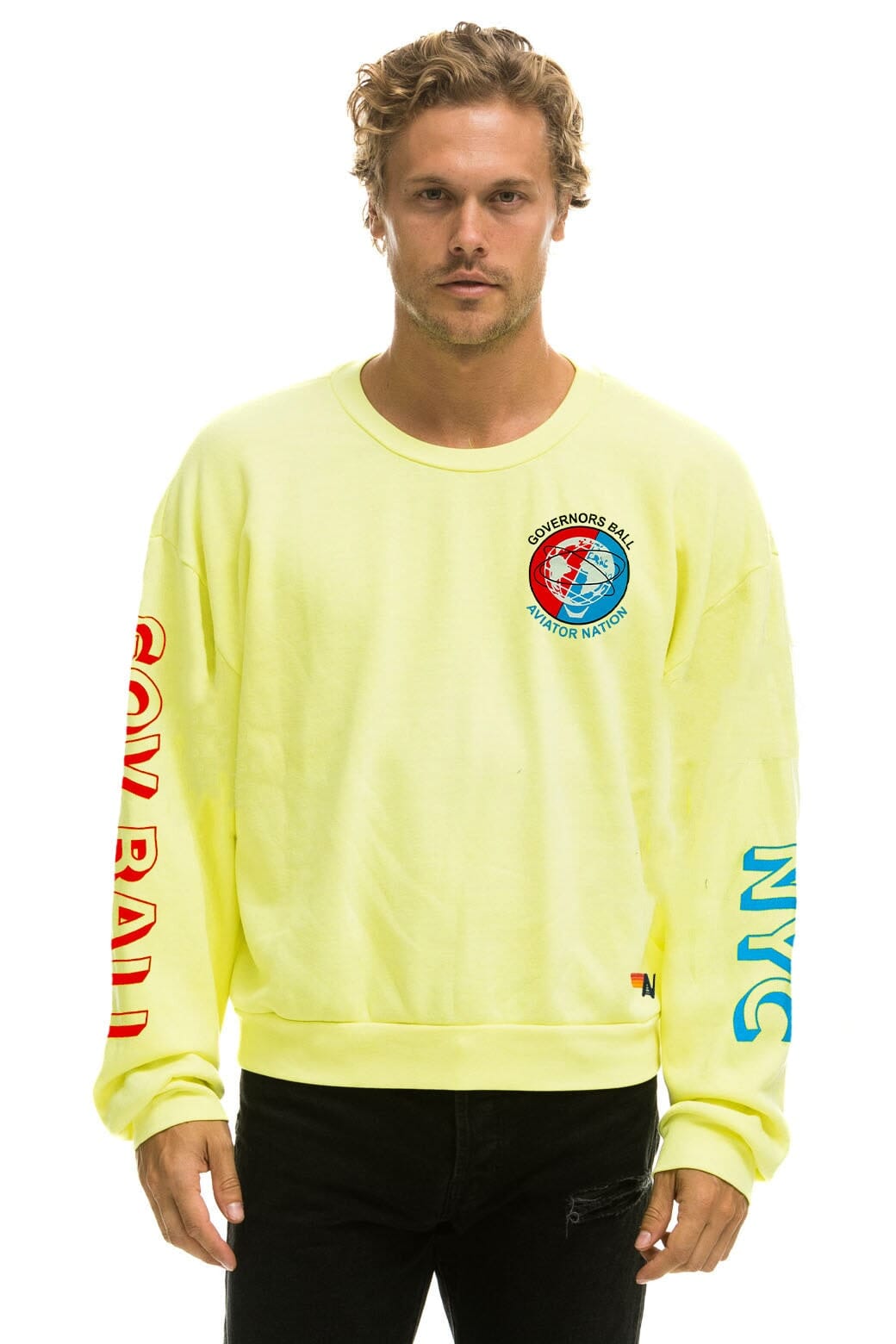 Retro GOV BALL 2024 CREW SWEATSHIRT RELAXED - NEON YELLOW