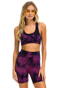 Retro HAND DYED 6 INCH HI-RISE BIKER SHORT - TIE DYE CRYSTAL ROSE