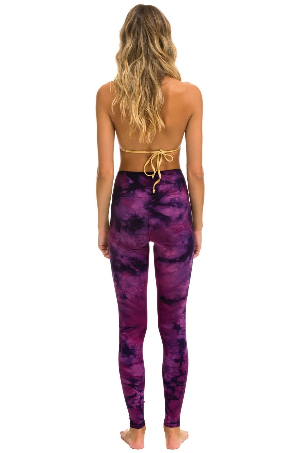 Retro HAND DYED FULL LENGTH HI-RISE LEGGINGS - TIE DYE CRYSTAL ROSE
