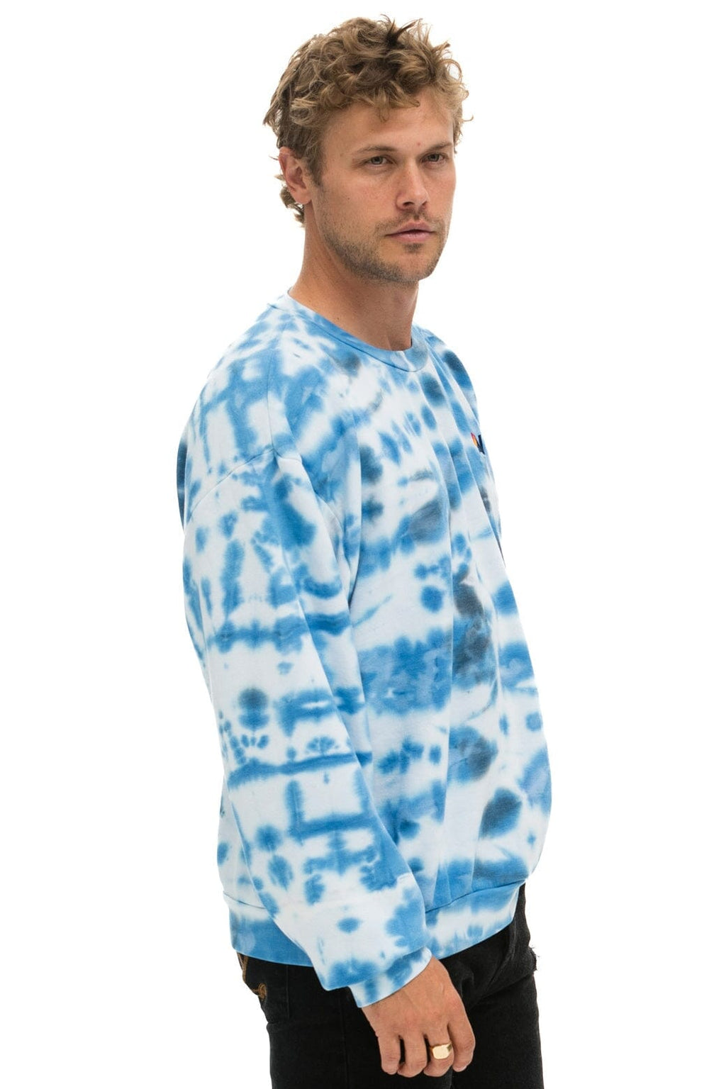 Retro HAND DYED RELAXED CREW SWEATSHIRT - TIE DYE BLUE