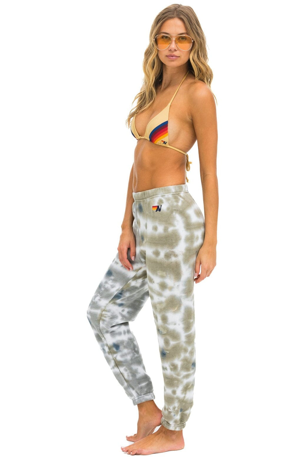Retro HAND DYED SWEATPANTS - TIE DYE GREY OLIVE