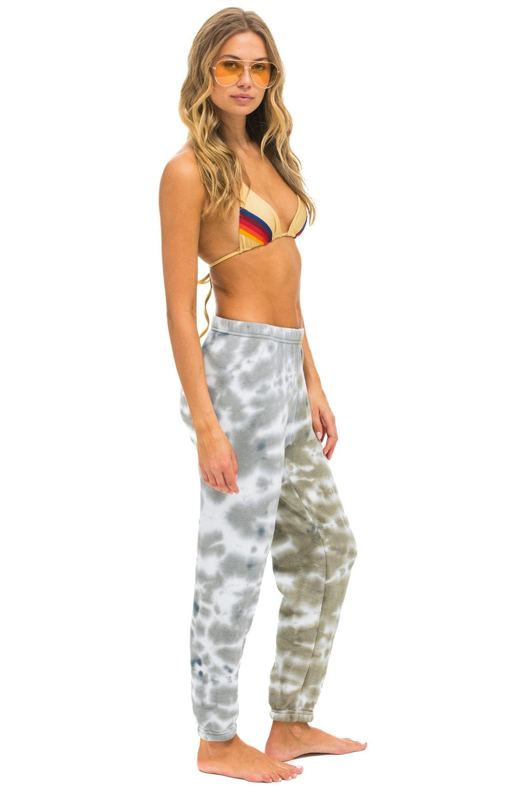 Retro HAND DYED SWEATPANTS - TIE DYE GREY OLIVE