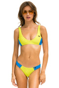 Retro HI-CUT COLOR BLOCK CHEEKY BIKINI BOTTOMS - LED BLUE CINA