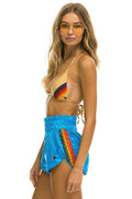 Retro HIGH RISE 5 STRIPE NYLON JOGGER SHORT - DRESDEN