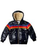 Retro KIDS 5 STRIPE TREKKER JACKET - GLOSSY BLACK