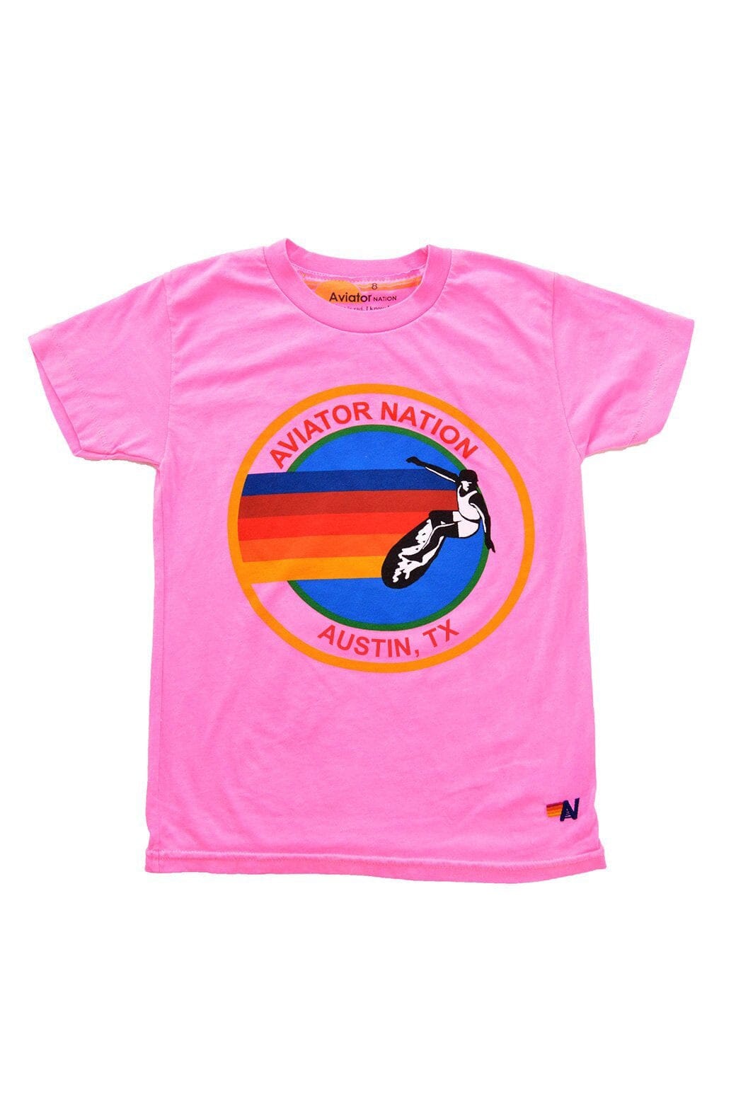 Retro KIDS AVIATOR NATION AUSTIN TEE - NEON PINK