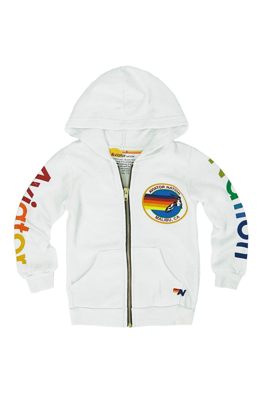 Retro KIDS AVIATOR NATION MALIBU ZIP HOODIE - WHITE