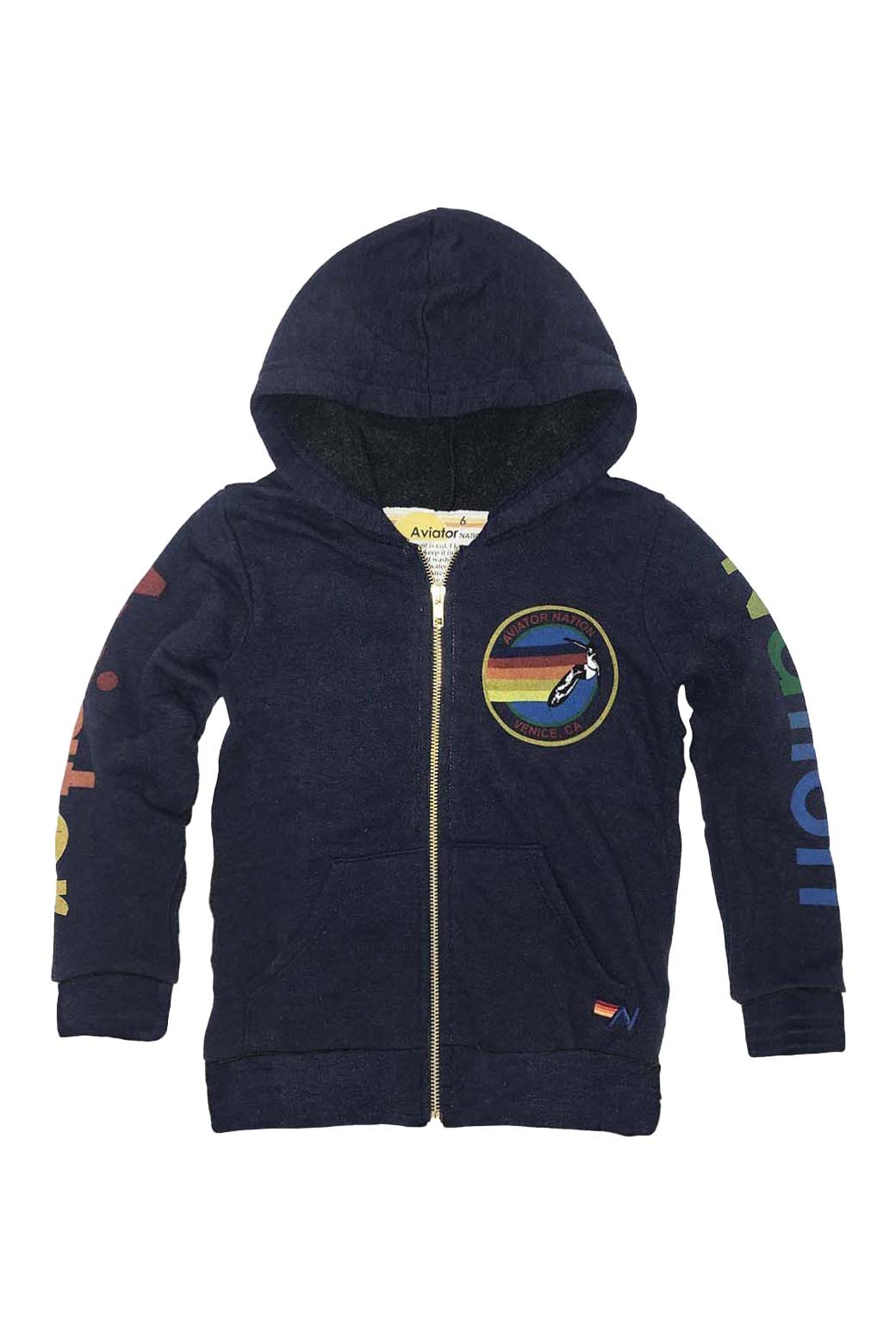 Retro KIDS AVIATOR NATION VENICE ZIP HOODIE - NAVY