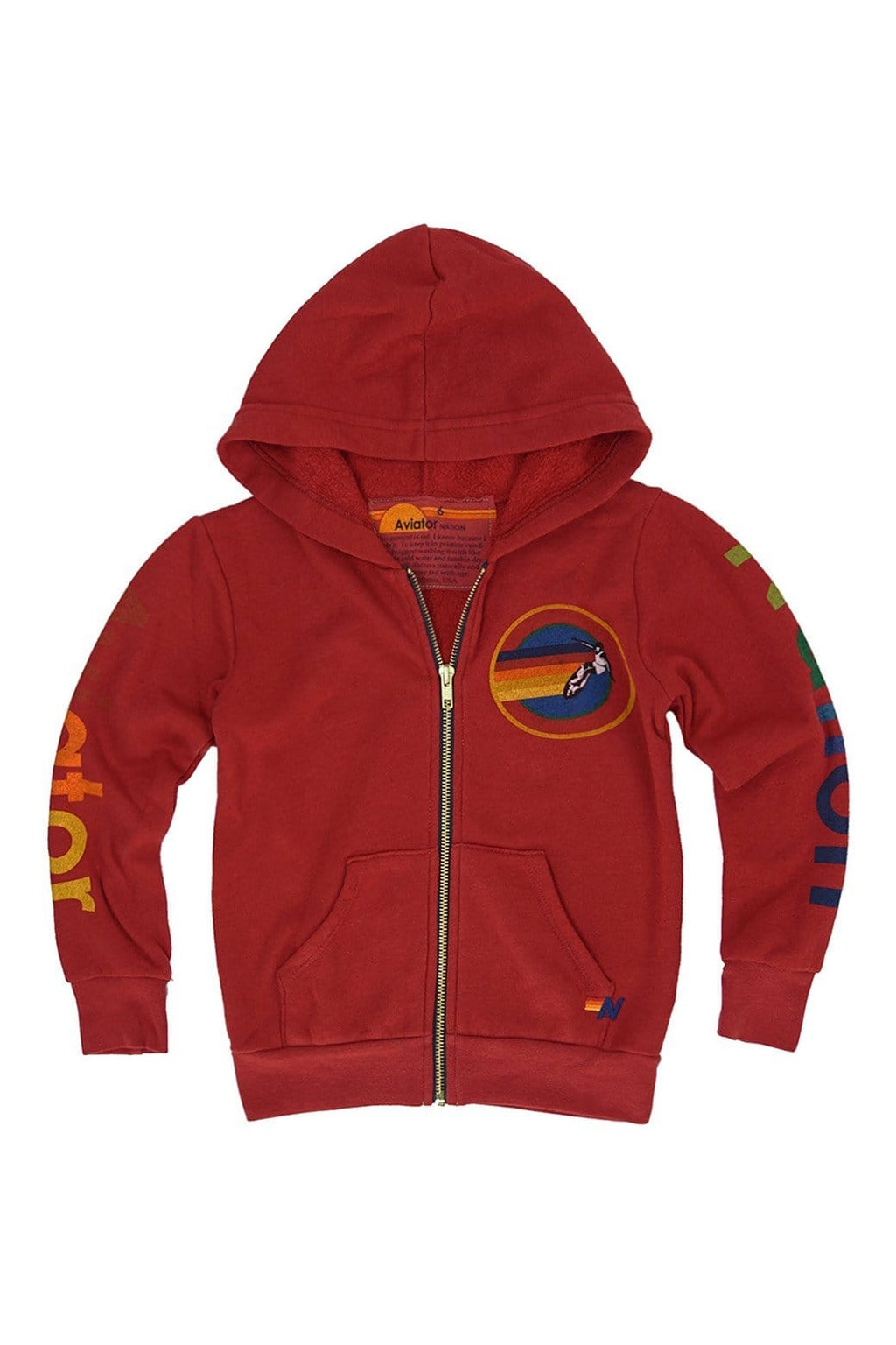 Retro KIDS AVIATOR NATION VENICE ZIP HOODIE - RED