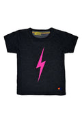 Retro KIDS BOLT TEE - BLACK NEON PINK